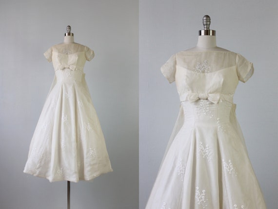Tea Length Wedding Dress / 1950s Wedding by TheVintageMistress