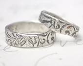 swirl wedding ring set . recycled silver wedding bands for him her ...