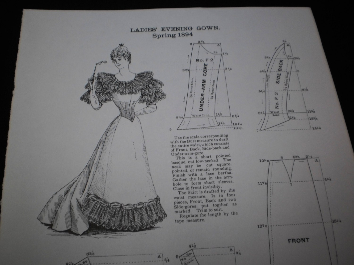 Edwardian Fashion Print Evening Dress Pattern by VintageCarolina