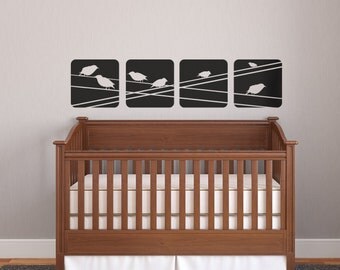 Birds on a Wire Squares Vinyl Wall Decal, Vinyl Wall Graphics, Wallpaper, sticker, item 30014
