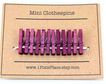 Mini Clothespins - Set of 12 - Wine