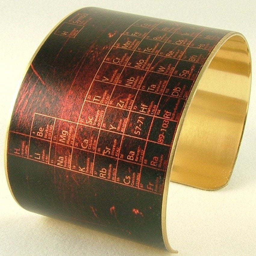 Brass Cuff Bracelet - Periodic Table of Elements - Pharmacist Jewelry