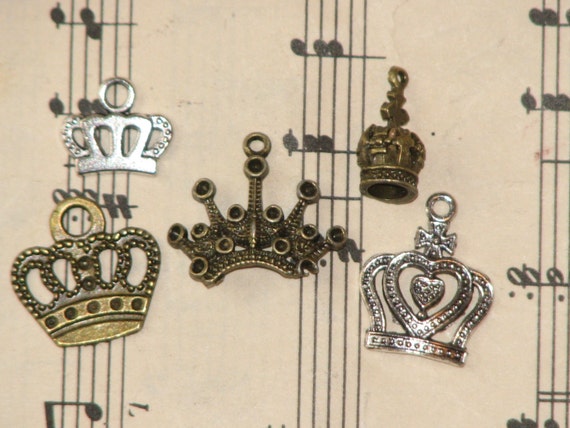 5 Crown Charms - Jewelry, Charms, Scrapbooking, and More