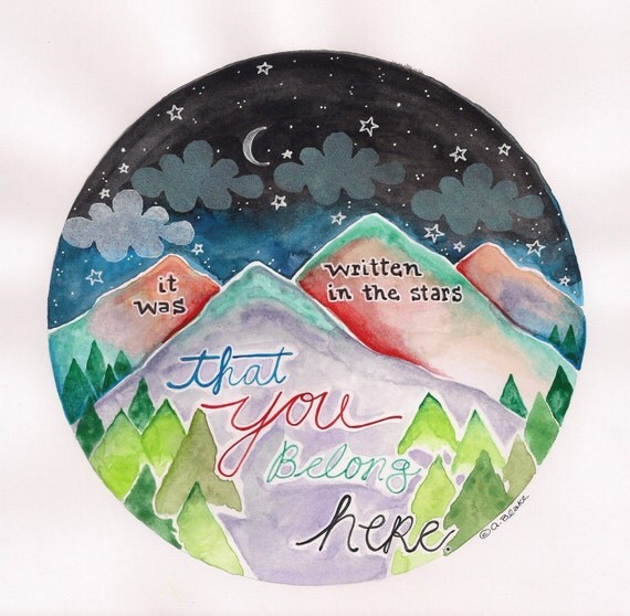 Mixed Media Watercolor Print You Belong Here Mountain Painting by Paintingbliss Mixed Media Watercolor Print You Belong Here Mountain Painting by Paintingbliss