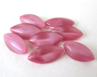 Vintage Glass Rhinestone Rose Pink Navette Moonstone Jewel 15x7mm rhs0414 (8)