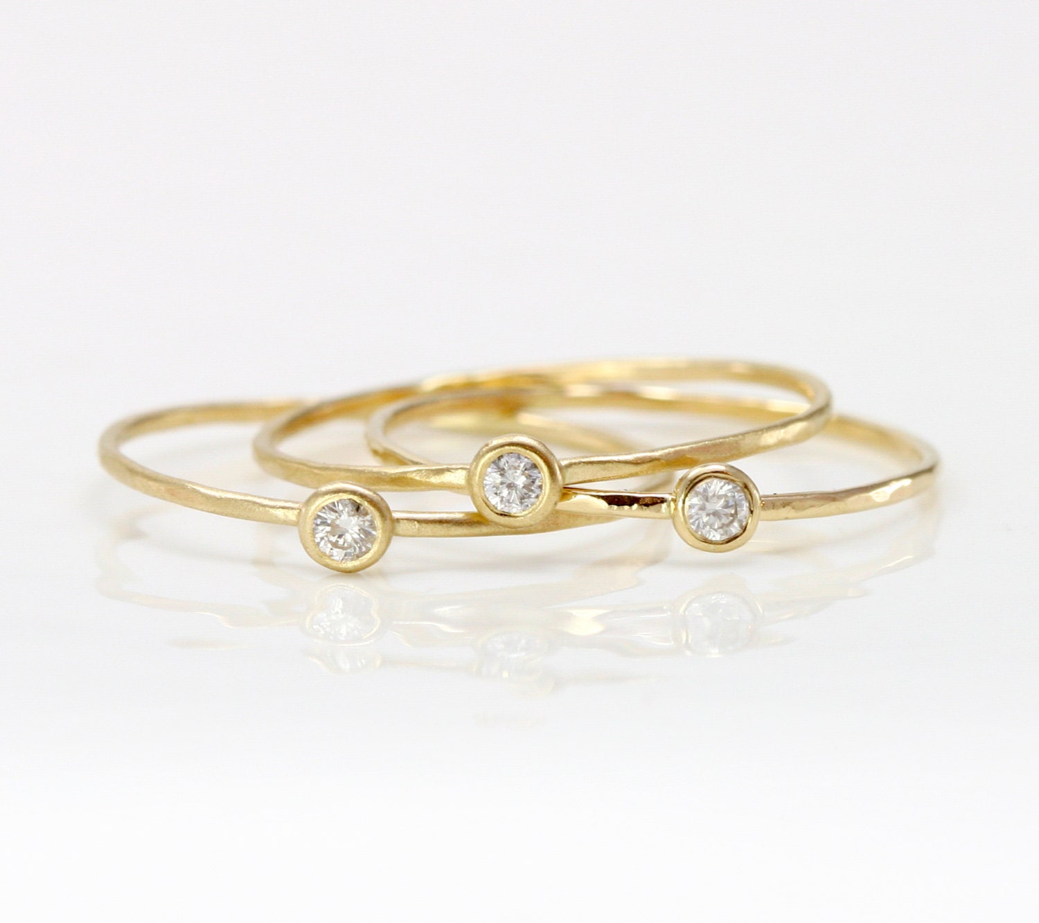 White Diamond 14k Gold Stacking Ring by MelanieCaseyJewelry