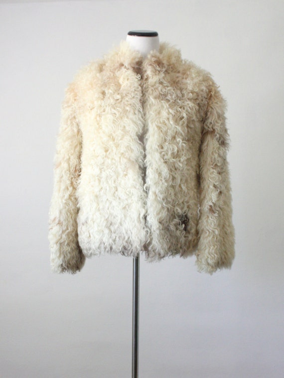 vintage curly lamb fur coat