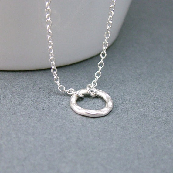 Small Silver Circle Necklace Sterling Silver Karma Eternity