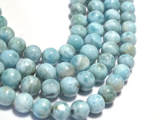 Dominican Larimar 8mm round beads 1 pair by NeatOThings on Etsy