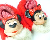 Vintage Minnie Mouse Rubber Doll Heads Old Slippers Red