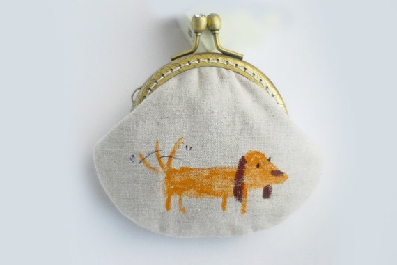 Dog Hand painted Vintage Purse