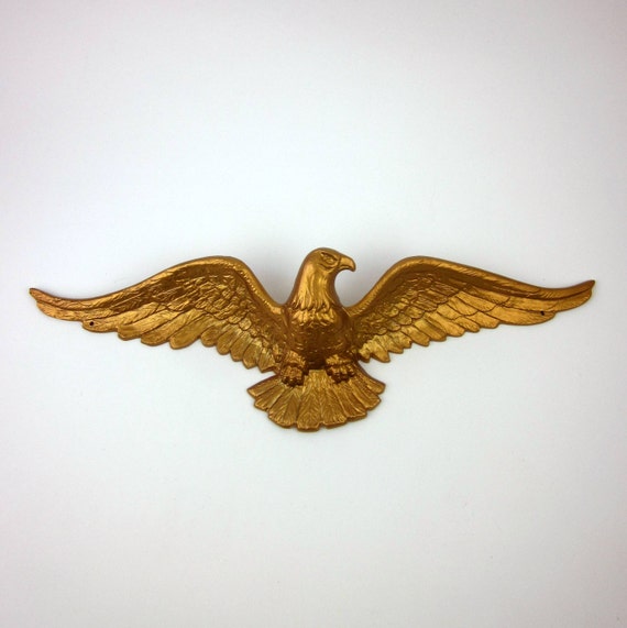 Vintage Gold Gilded Metal Eagle Wall Hanging