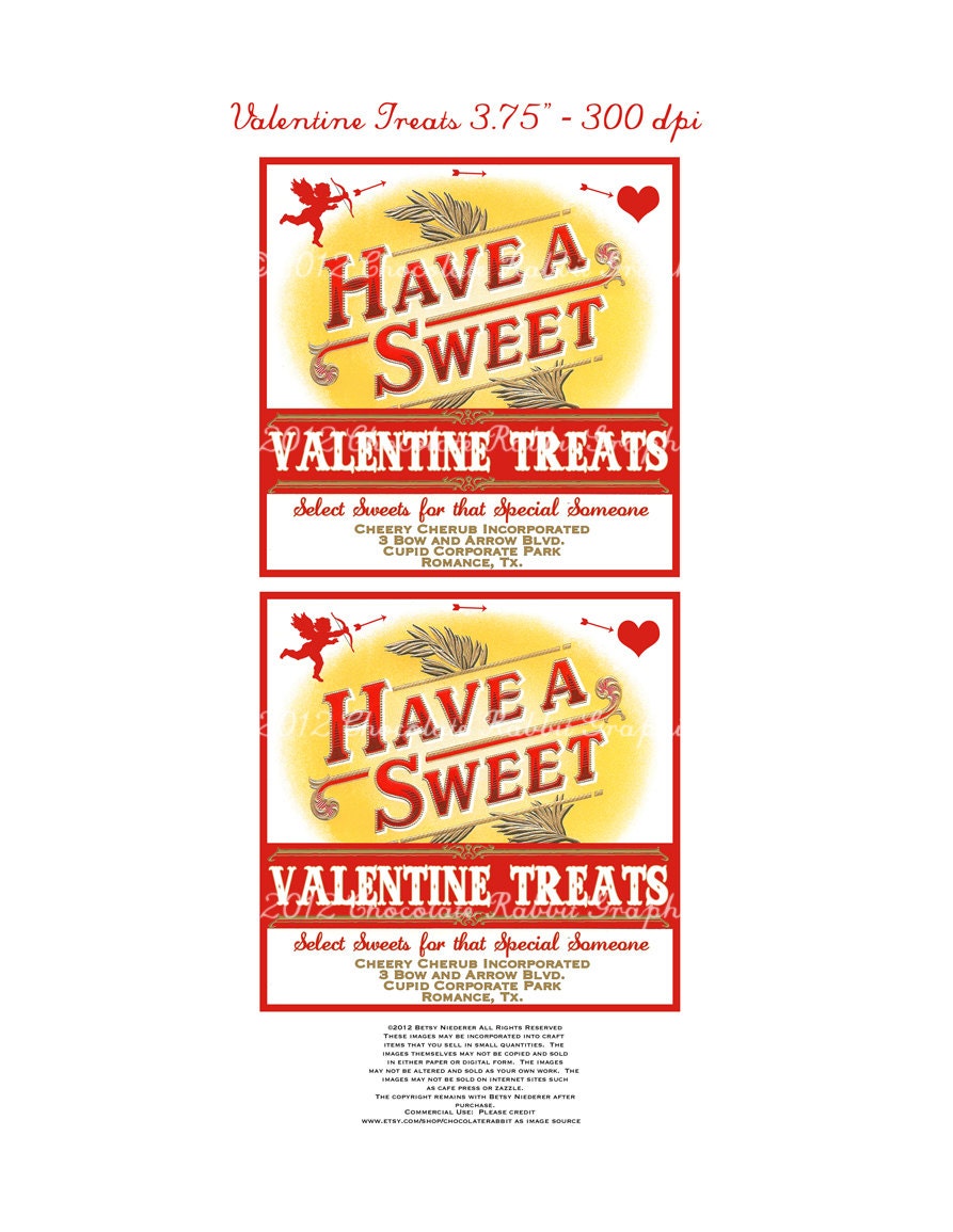 Valentine Vintage Candy Label Digital Download Have A Sweet