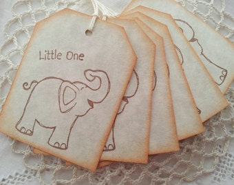 Baby Shower Tags Little Elephant Its a Boy or Girl Hang Tags Set of 6