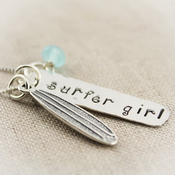 Surfer Girl Necklace Surfer Jewelry Surfboard Necklace