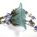 Vintage Style Purple Teal Lucite Flower Dangle Earrings, Gifts for Gardeners, For Her, Womens Accessories, Swarovski Jewelry, Grayed Jade