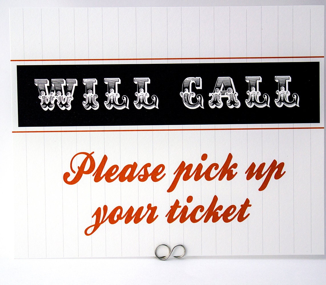 Will Call Sign Baseball Football or Sports Wedding Theme