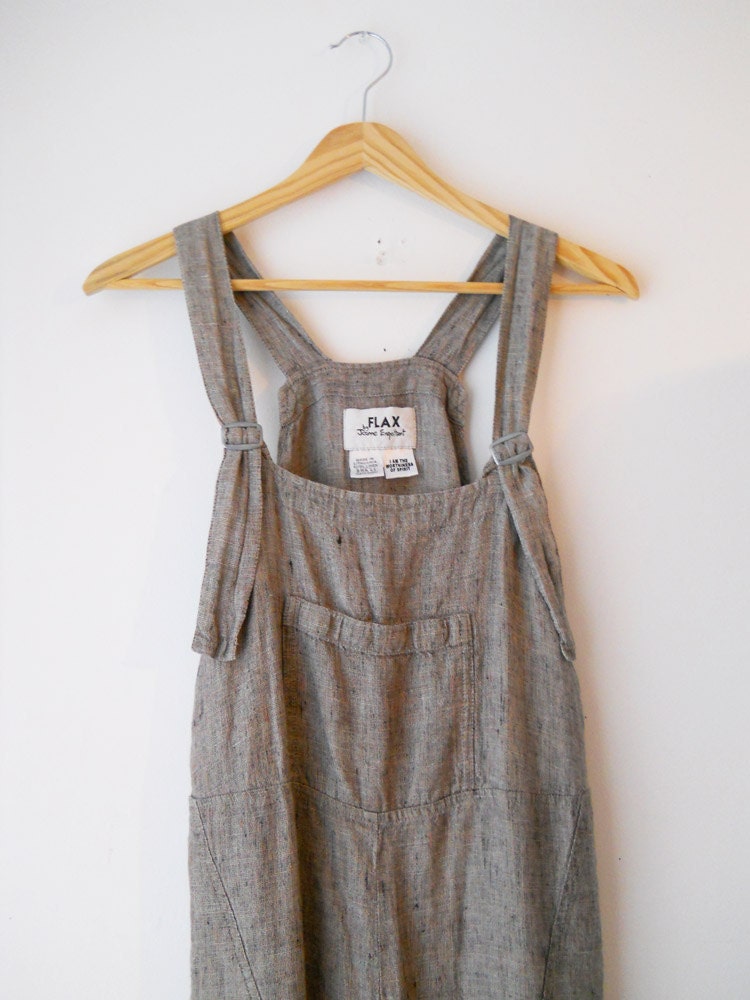 VTG Linen Overalls Womens Jumper Romper Small by sussudionyc