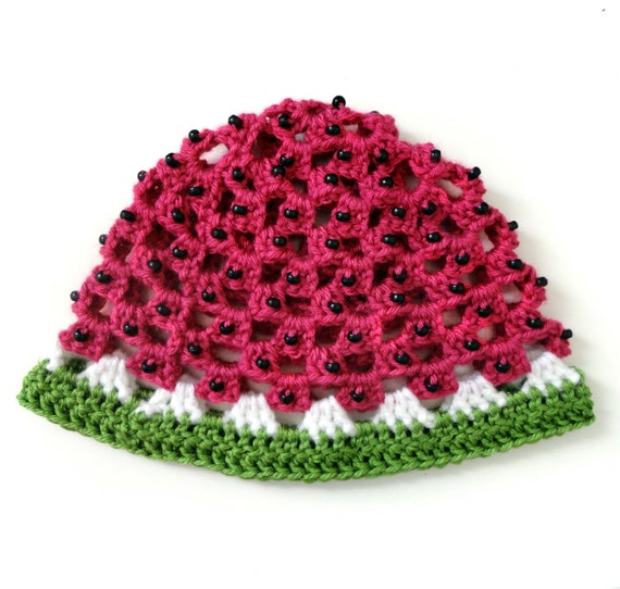 down pattern top crochet hat Crochet (5 Sizes) Download  Watermelon Instant  Hat  PDF  Pattern