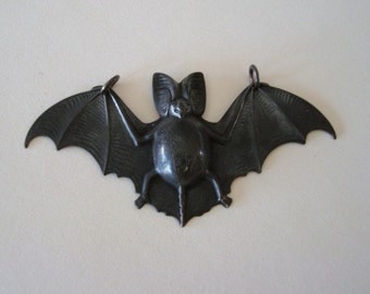 Necklace or Gothic Dark Bat Necklace Supply, Big Wings Pendant, 2 3/4 Inches Wide, 2 Ring Connector, NOT RAW Brass, Decadent Dark Bat