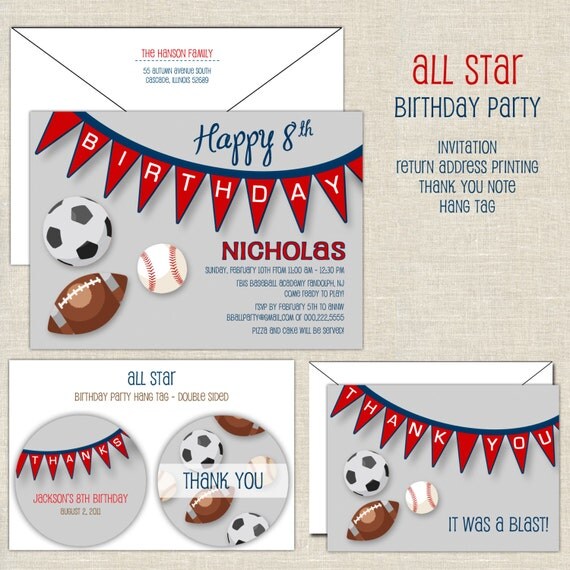 All Star Sports Birthday Invitation Il_570xn