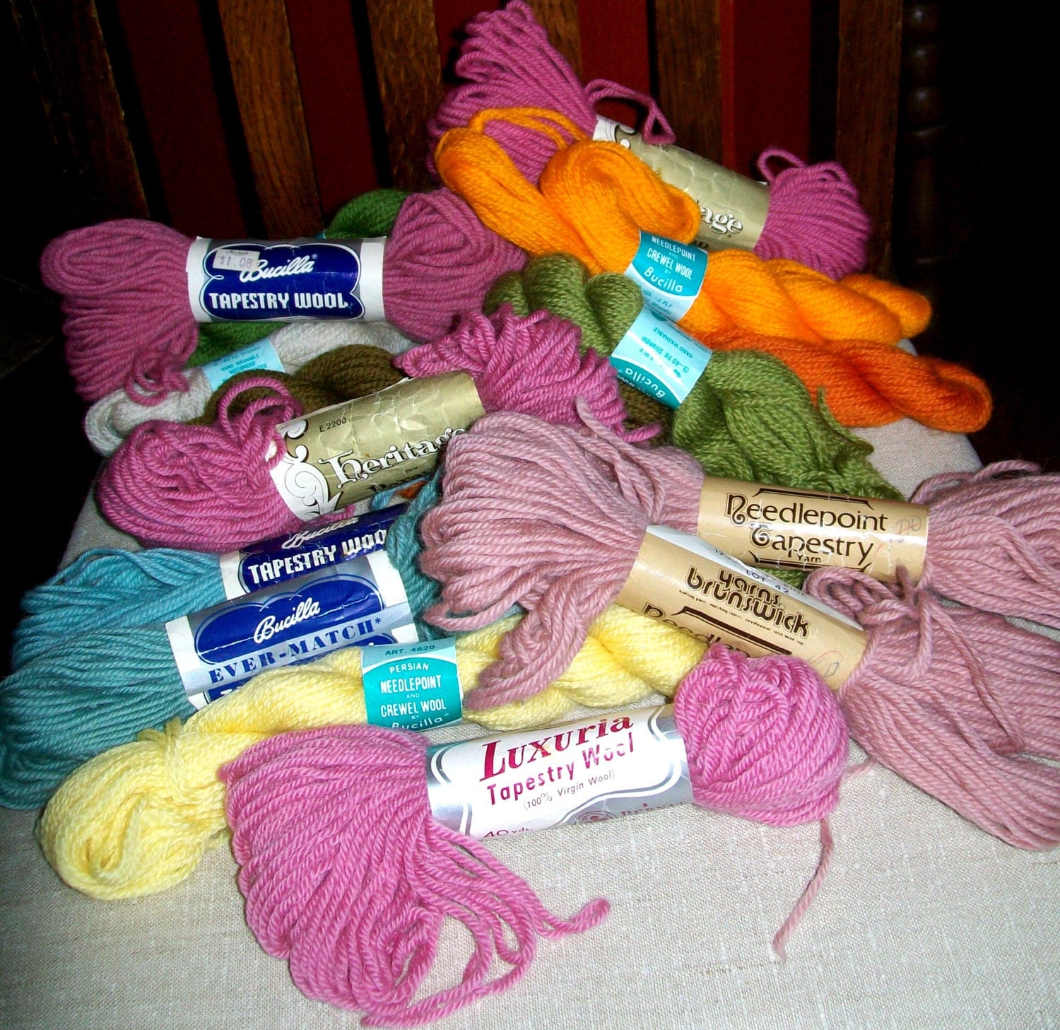 Vintage Wool Tapestry Yarn Assortment Needlepoint Yarns