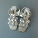 1960s sandals / 60s gladiator sandals / silver metallic mod heels sandals - size 7 , 38 , UK 5