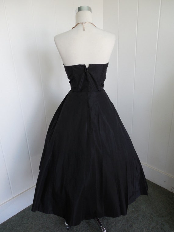 1950s Vintage Black and Red Prom Dress/ Cocktail Dress with