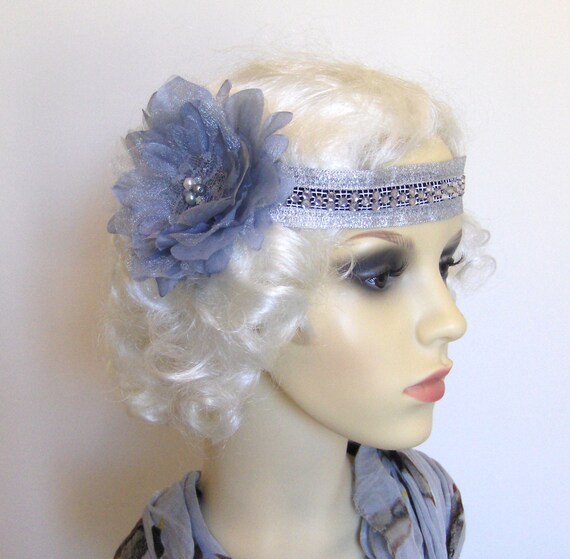 Silver flower flapper festival headband by talulahblue on Etsy