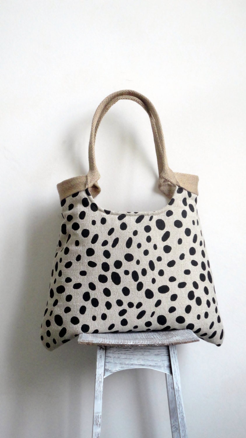 Stone Black/Denton spots fashion tote bag