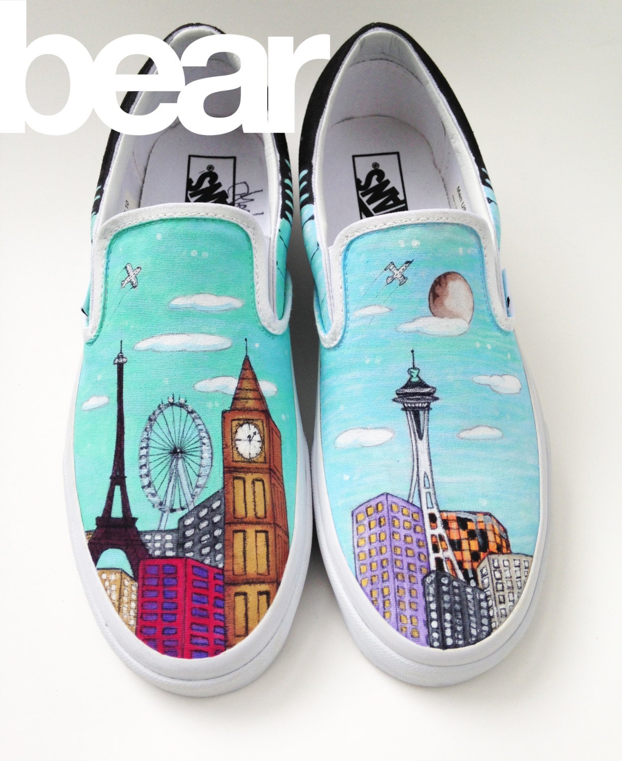  Custom Vans Shoes  Eiffel Tower and the Space Needle