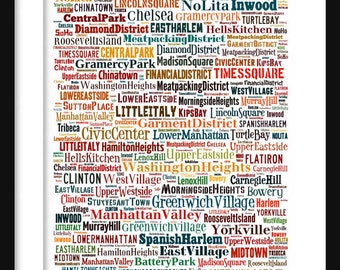 Atlanta Map Typography Neighborhoods of Atlanta Poster Print