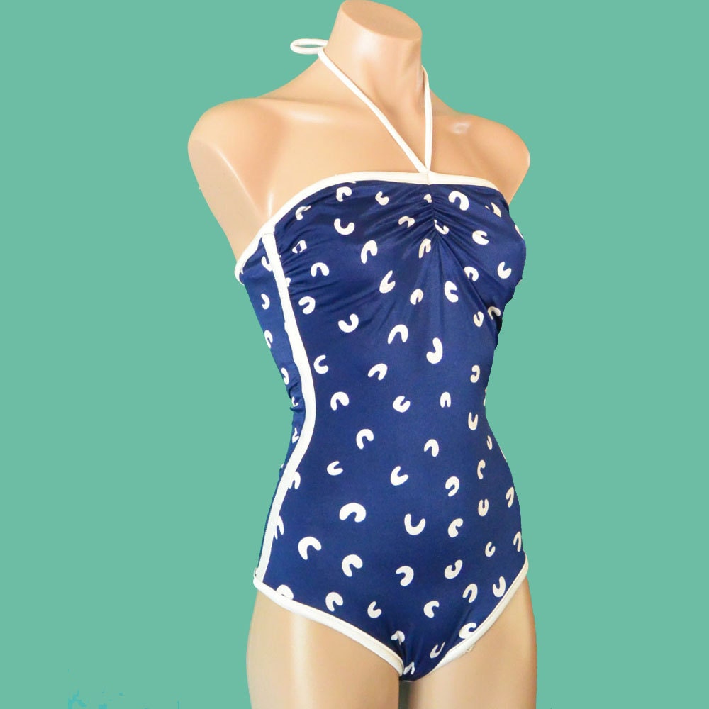 Womens One Piece Swimsuit / Vintage 1970s 70s Strapless Retro