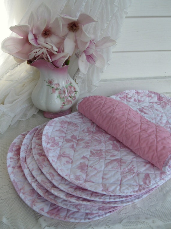 Shabby Chic Placemats Roses Pink Roses Placemats Table