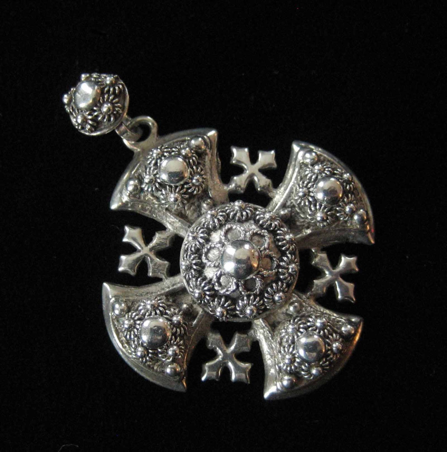 Filigree Jerusalem Cross Pendant 950 Silver