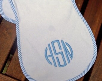 Classic Monogrammed Burp Cloth - Pink or Blue - Monogrammed Baby Gift