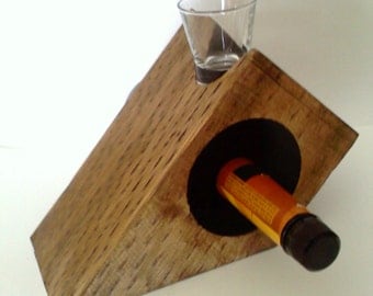 Wooden Whiskey and shot glass Holder