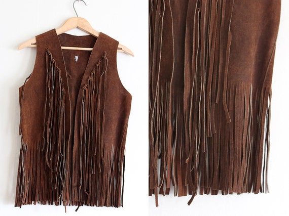 vintage 1970s leather vest // 70s leather fringe by FoxAndSeagull