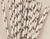 GREY POLKA DOT Paper Drinking Straws, Paper Straws with Diy Flags, Retro, Prom, Formals, Weddings, Retro Soda Straws Il_170x135