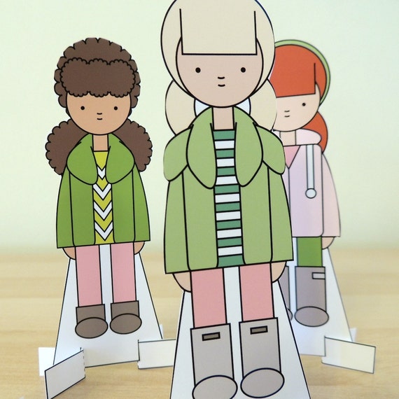 Pink & Green Paper Dolls