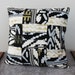 Hand Printed Quilted Pillow in Black, White, and Gold