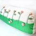 Flower pillow, appliqued bolster pillow, Summer pillow, novelty pillow, linen complete pillow, floral pillow for her, bedroom pillow