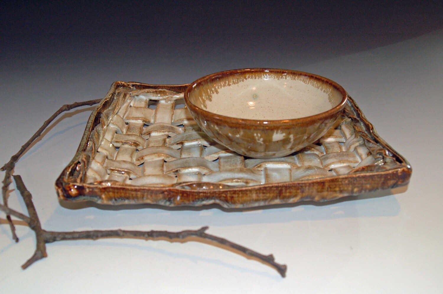 Woven Pottery Tray Serving Tray Ceramics and by nhfinestoneware