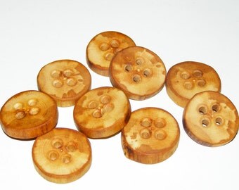 9 Handmade apple wood buttons, accessories (1,02" diameter x 0,20" thick)