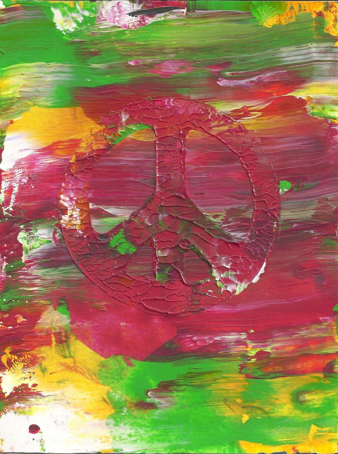 Original Acrylic Abstract Peace Hippie Painting Fine Art in