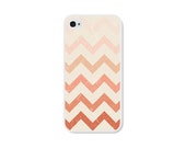 Ombre Cream and Peach Chevron iPhone 4 Case - Pink iPhone 4 Skin - Ombre iPhone 4 Cover - Coral Cell Phone Case