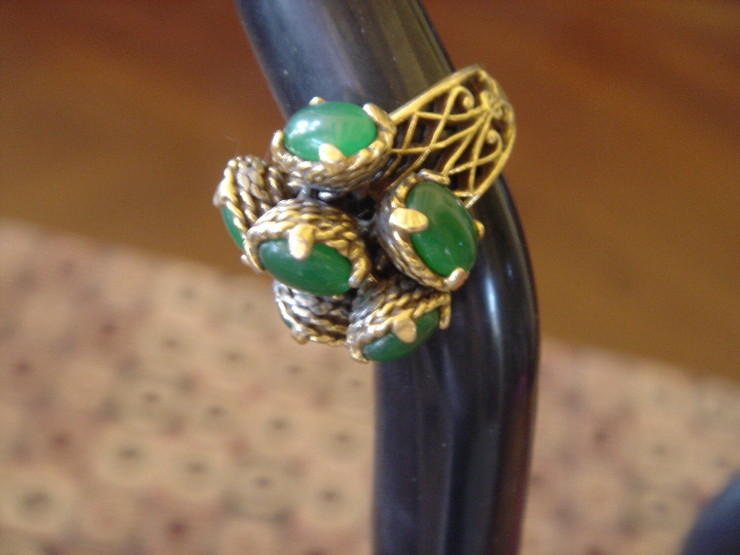 Emerald Green Gemstone Costume Jewelry Cocktail Ring from the