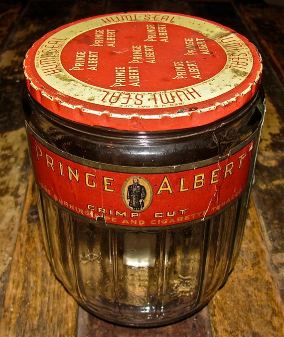 Vintage Prince Albert Tobacco Glass Jar with Original Label