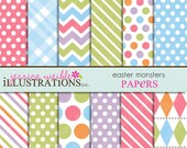 Easter Monsters Cute Digital Papers Backgrounds for Invitations, Card Design, Scrapbooking, and Web Design Il_170x135