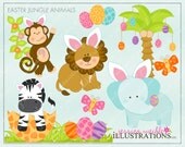 Easter Jungle Animals Cute Digital Clipart for Invitations, Card Design, Scrapbooking, and Web Design, Easter Clipart Il_170x135